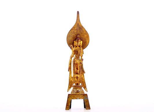 A serene gilt bronze statue of Guanyin