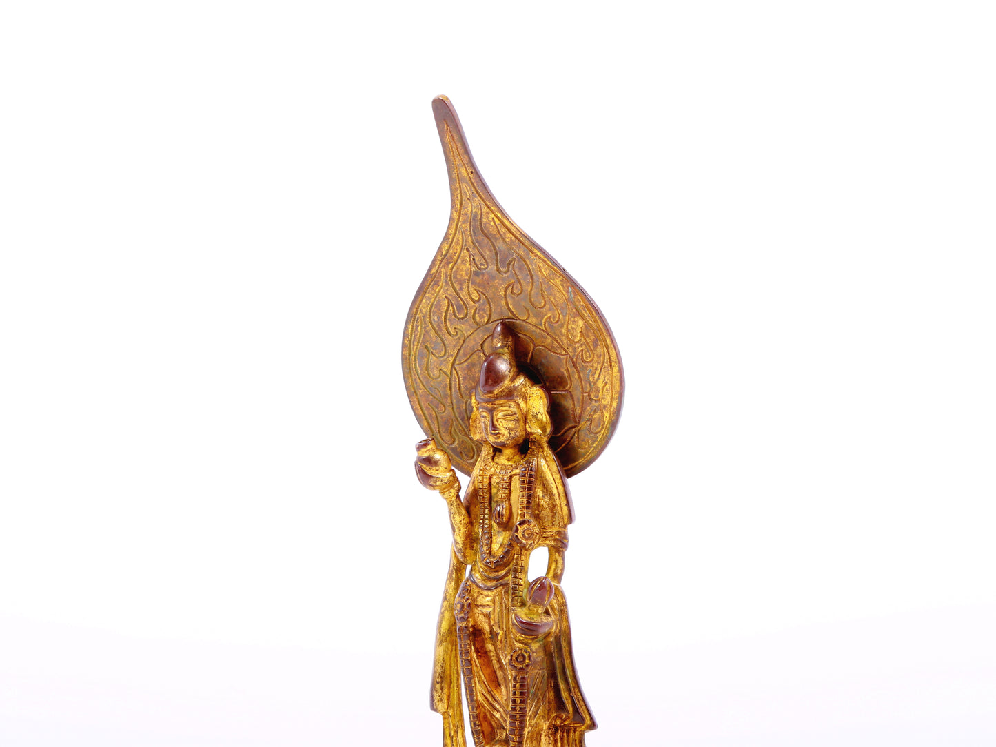 A serene gilt bronze statue of Guanyin