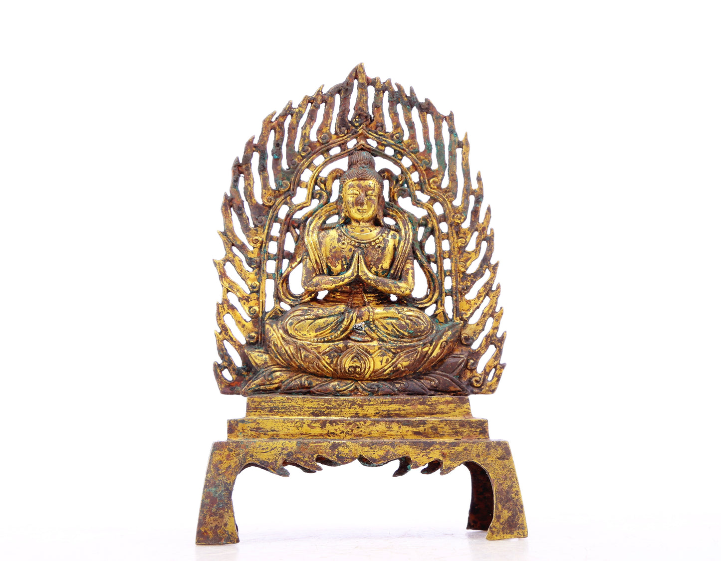 A serene gilt bronze statue of Bodhisattva