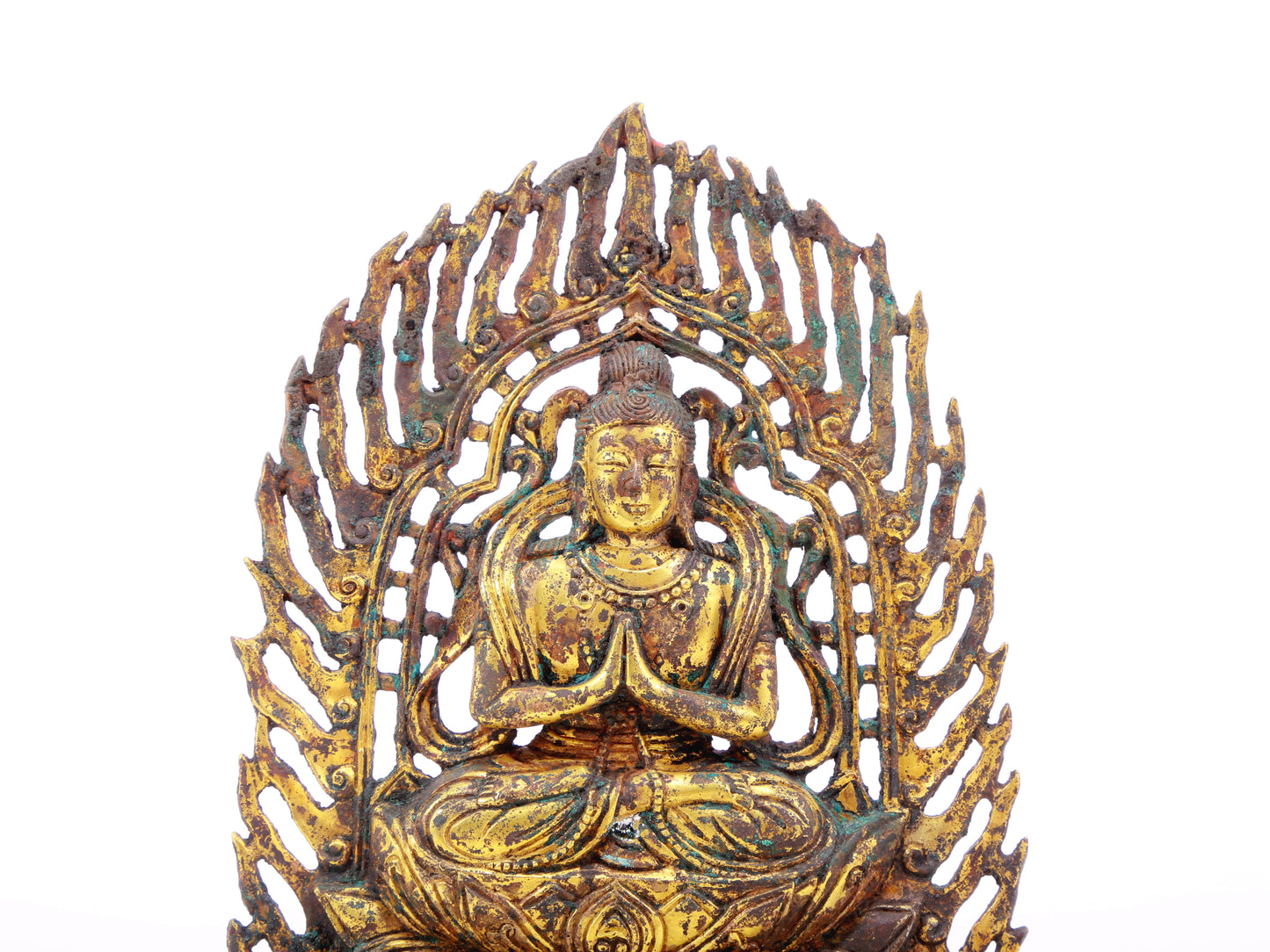 A serene gilt bronze statue of Bodhisattva