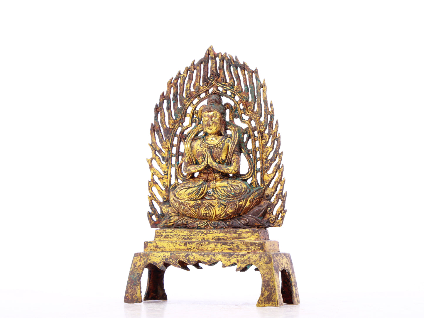 A serene gilt bronze statue of Bodhisattva