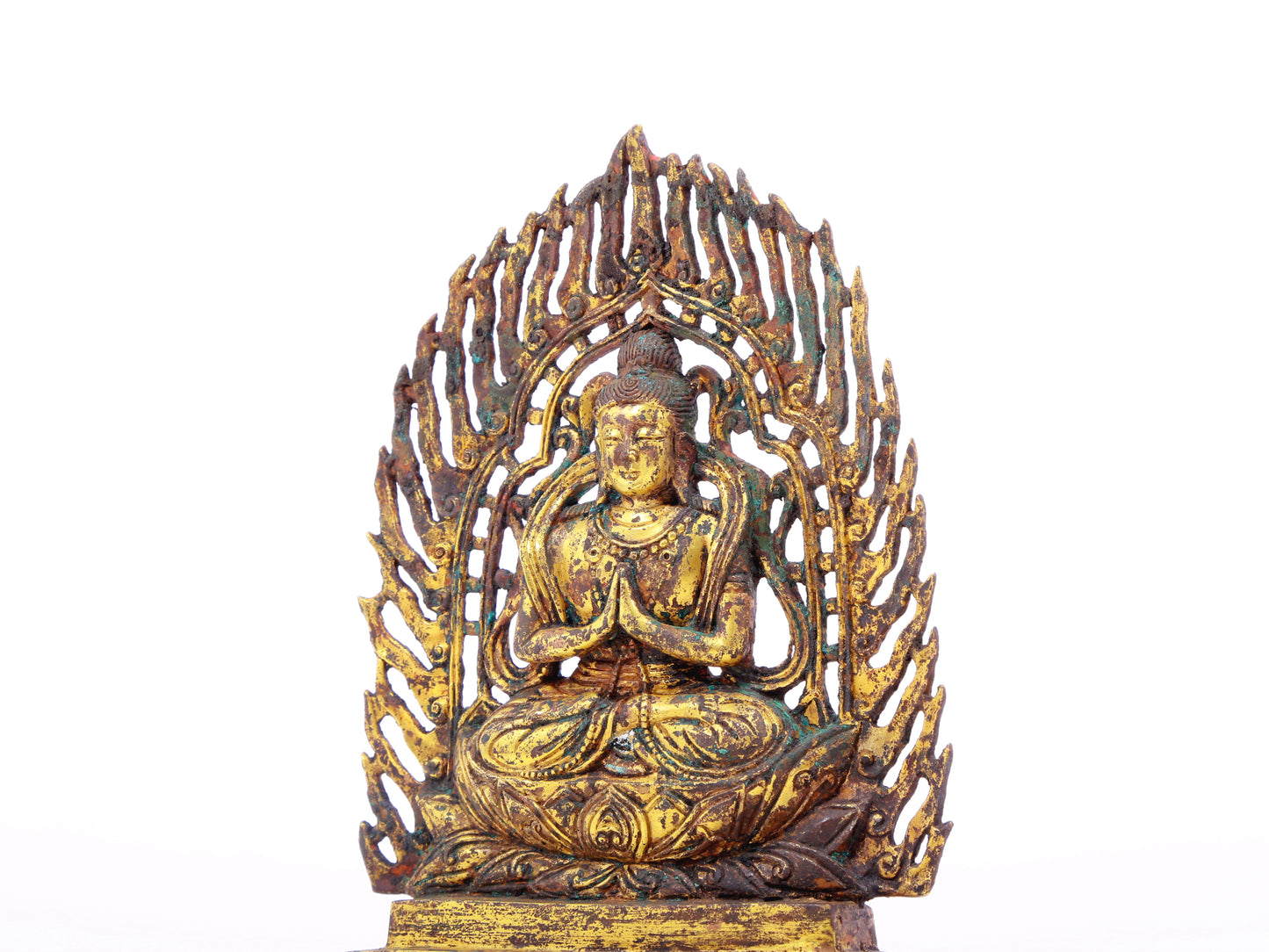 A serene gilt bronze statue of Bodhisattva