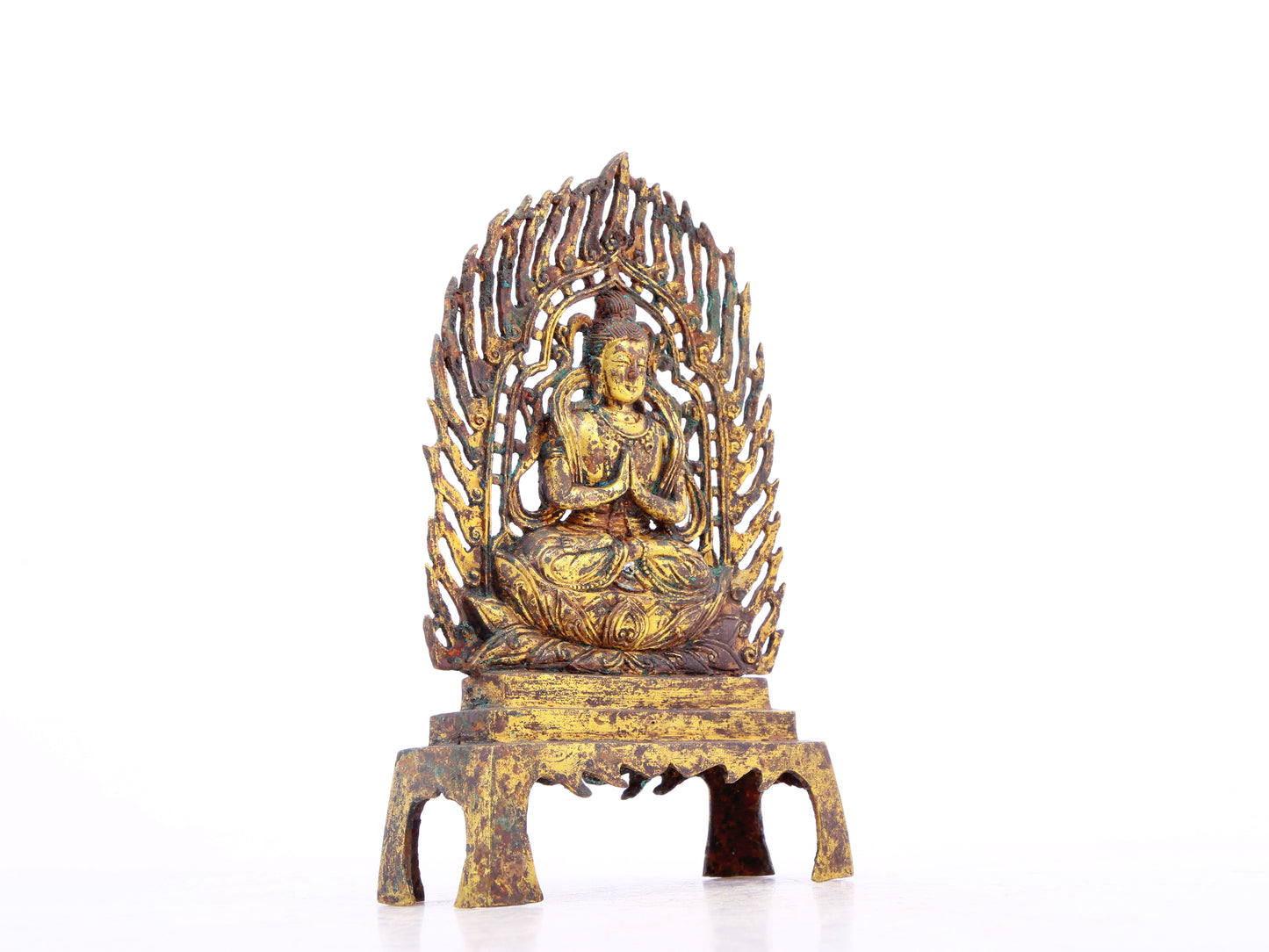 A serene gilt bronze statue of Bodhisattva