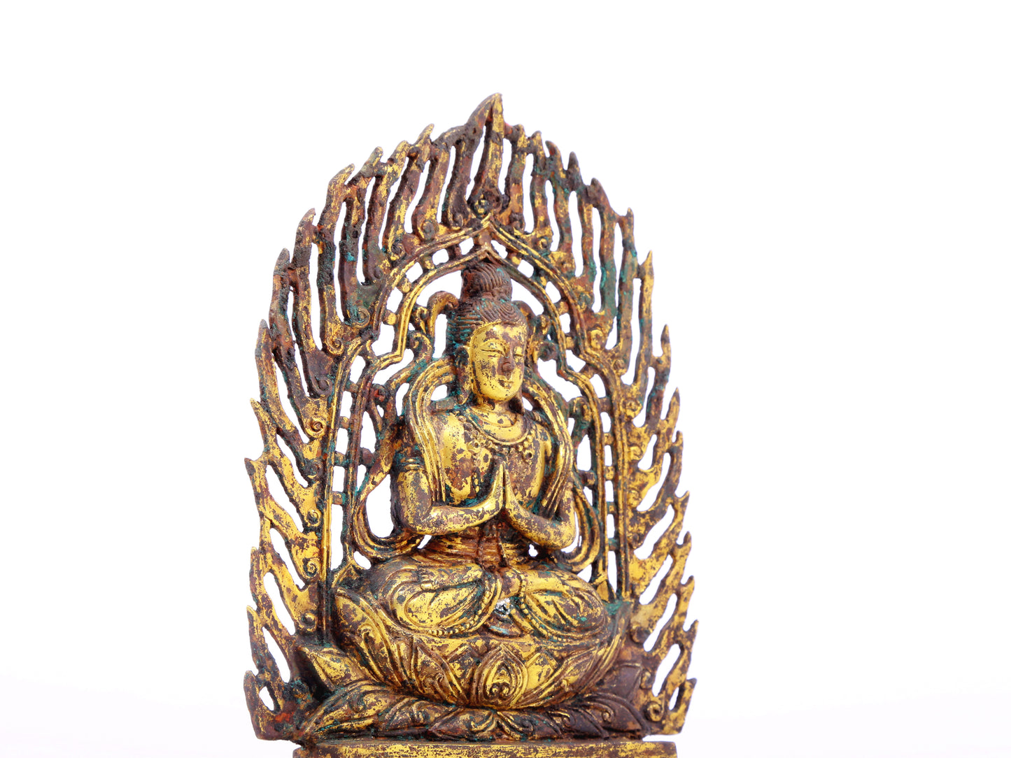 A serene gilt bronze statue of Bodhisattva