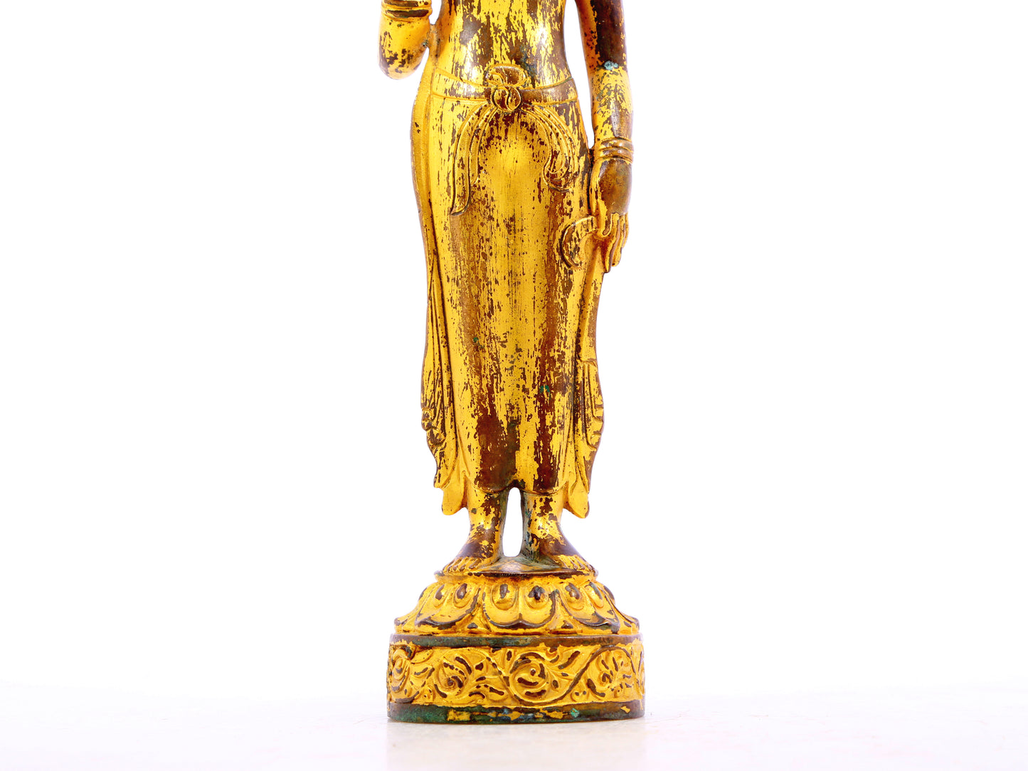 A serene gilt bronze statue of Bodhisattva