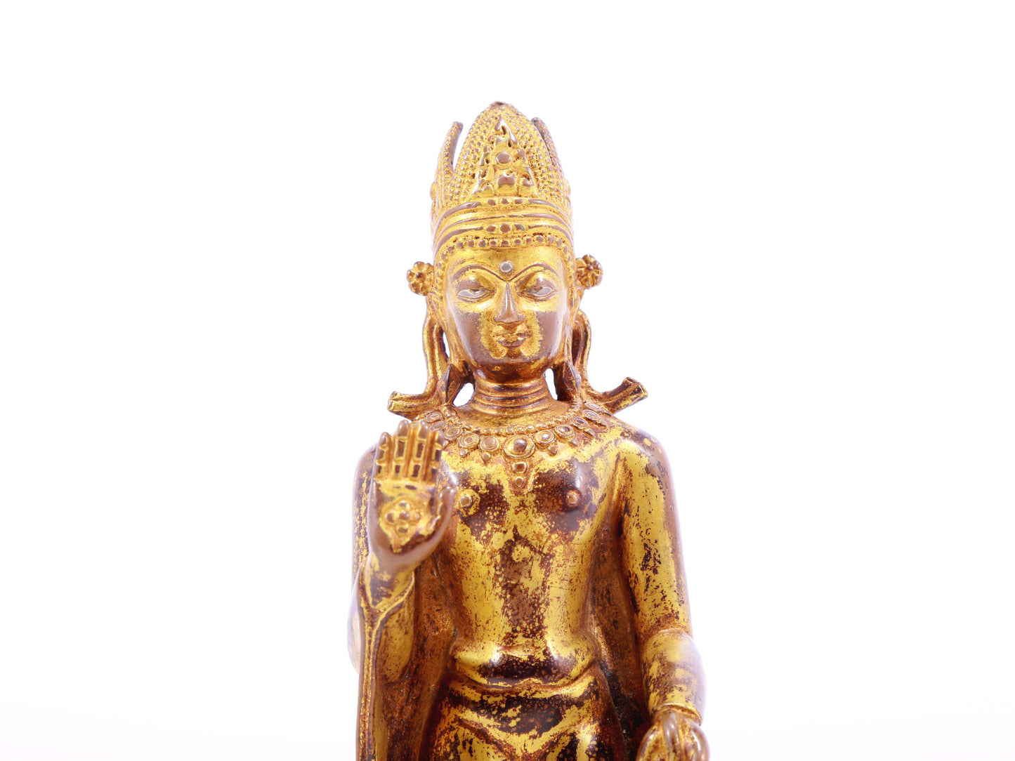 A solemn gilt bronze statue of Tathagata