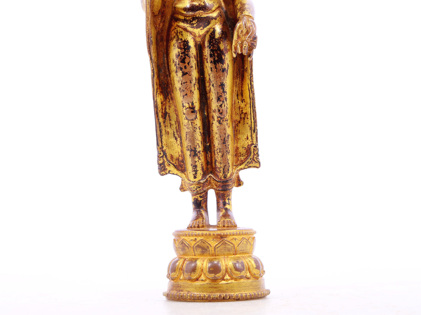 A solemn gilt bronze statue of Tathagata