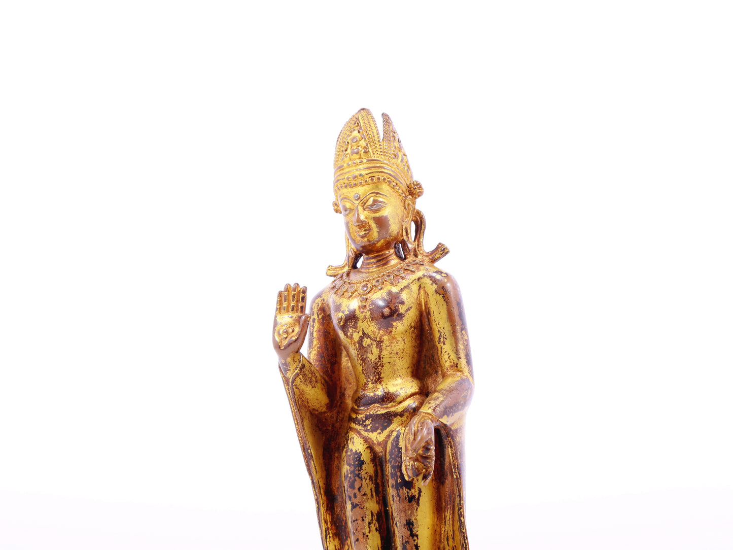 A solemn gilt bronze statue of Tathagata