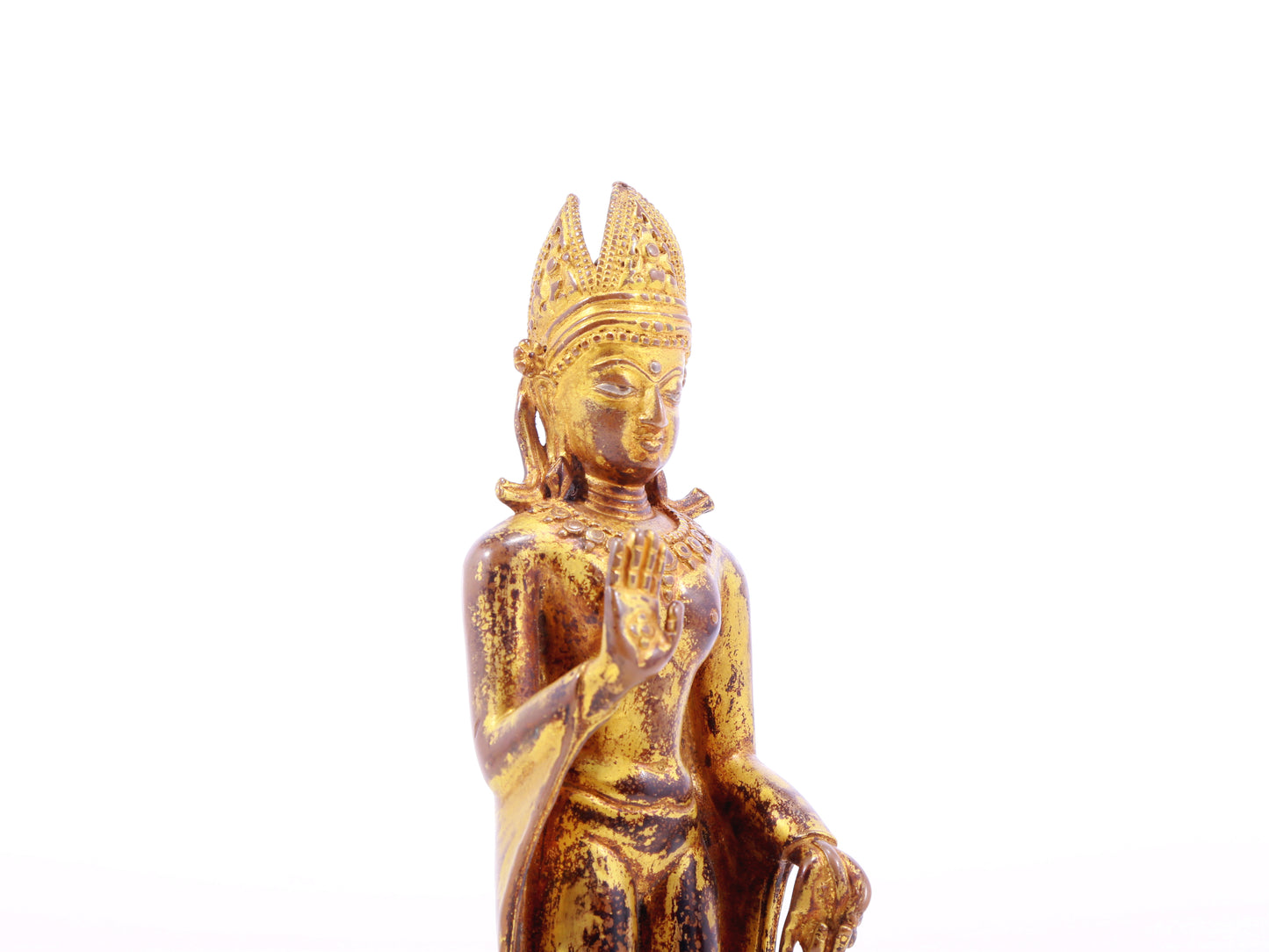 A solemn gilt bronze statue of Tathagata