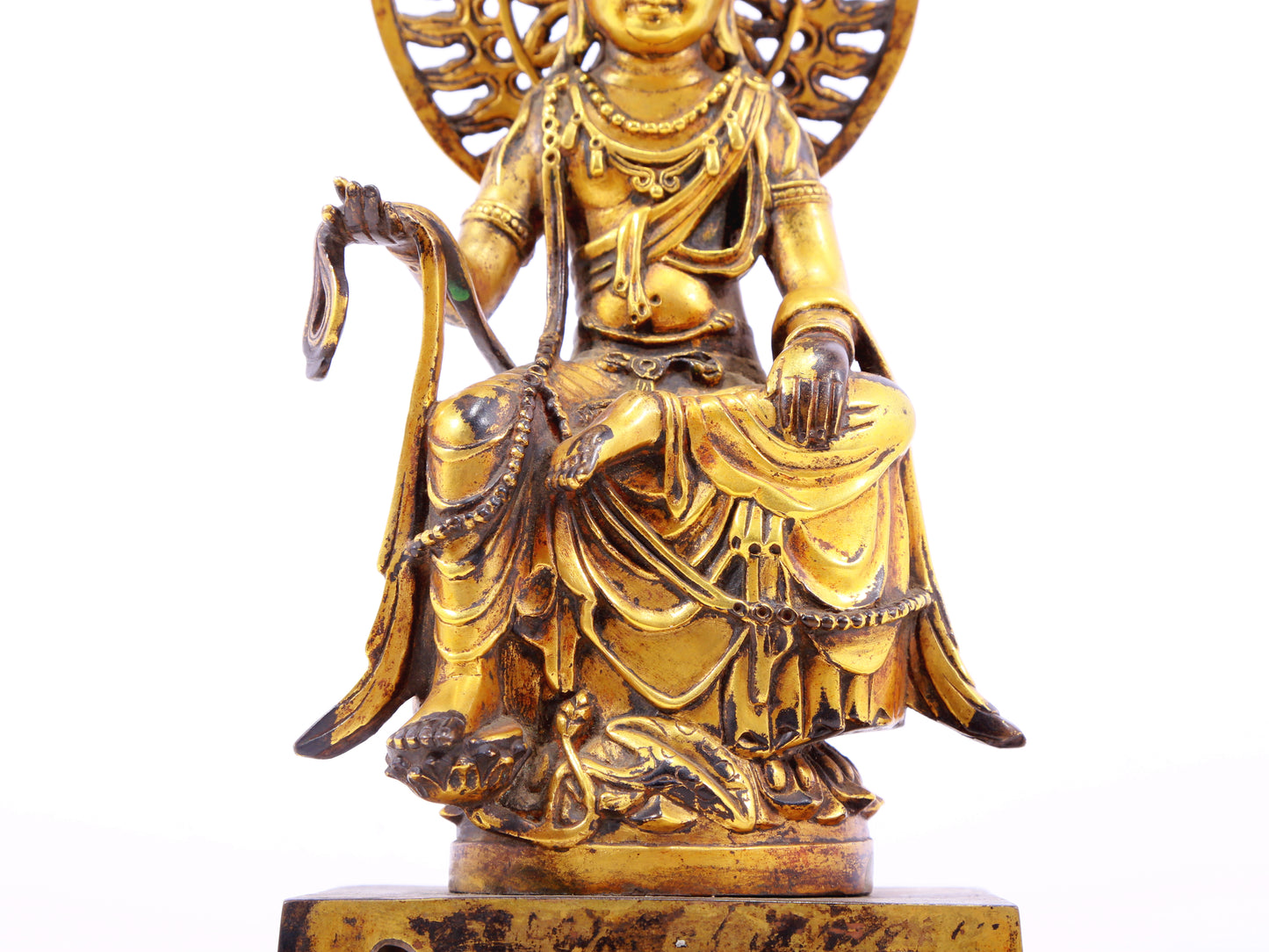 A serene gilt bronze statue of Bodhisattva