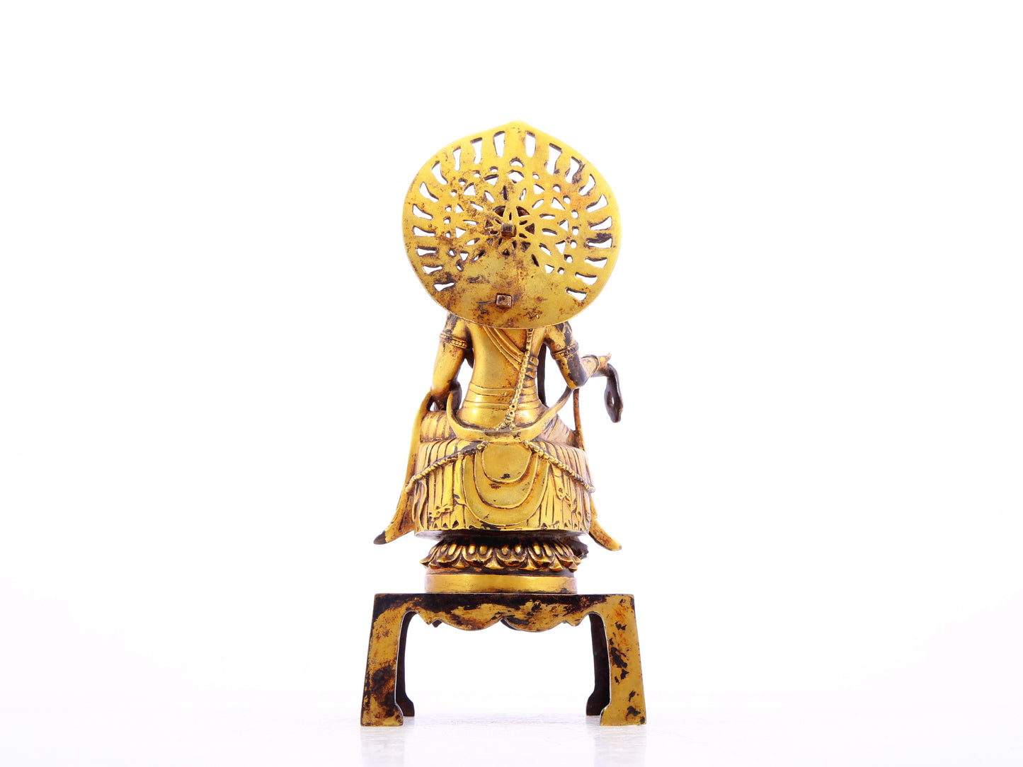 A serene gilt bronze statue of Bodhisattva