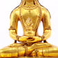 A serene gilt bronze statue of Amitayus Buddha