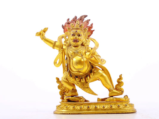 A serene gilt bronze Vajra statue