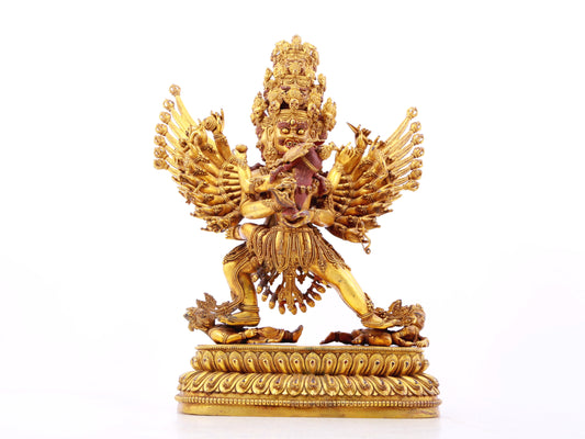 A solemn gilt bronze Vajra statue