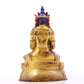 A serene gilt bronze statue of Amitayus Buddha