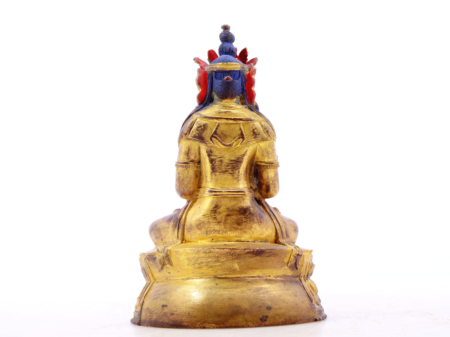 A serene gilt bronze statue of Amitayus Buddha