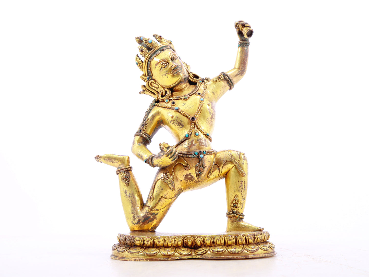 A serene gilt bronze Vajra statue