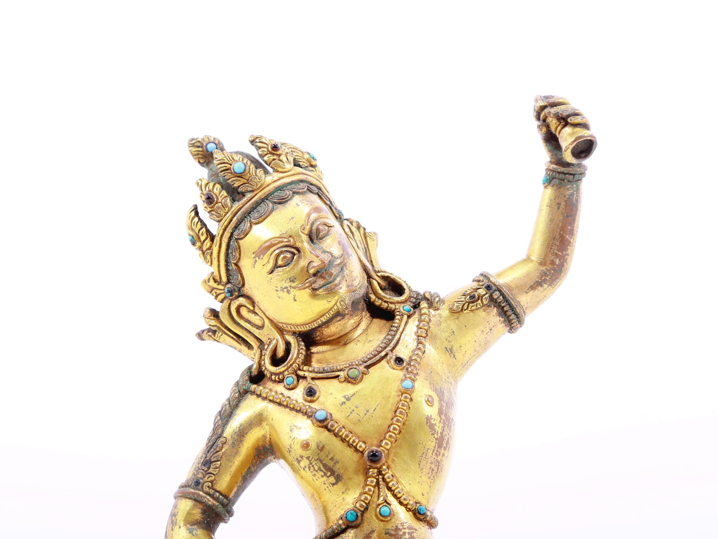 A serene gilt bronze Vajra statue