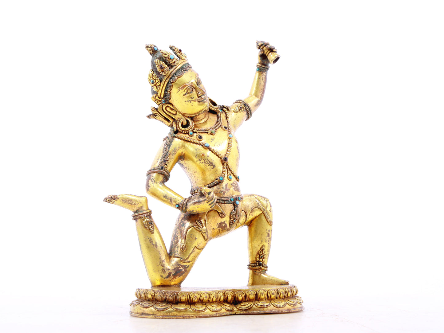 A serene gilt bronze Vajra statue