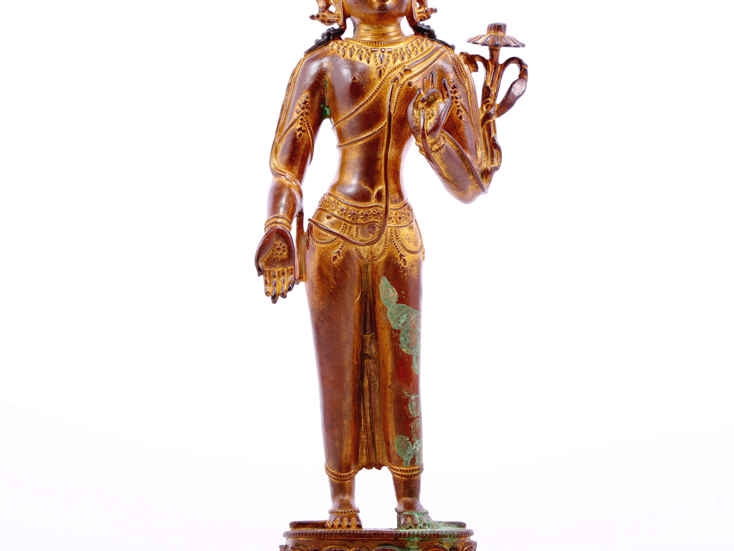 A serene gilt bronze statue of Tara