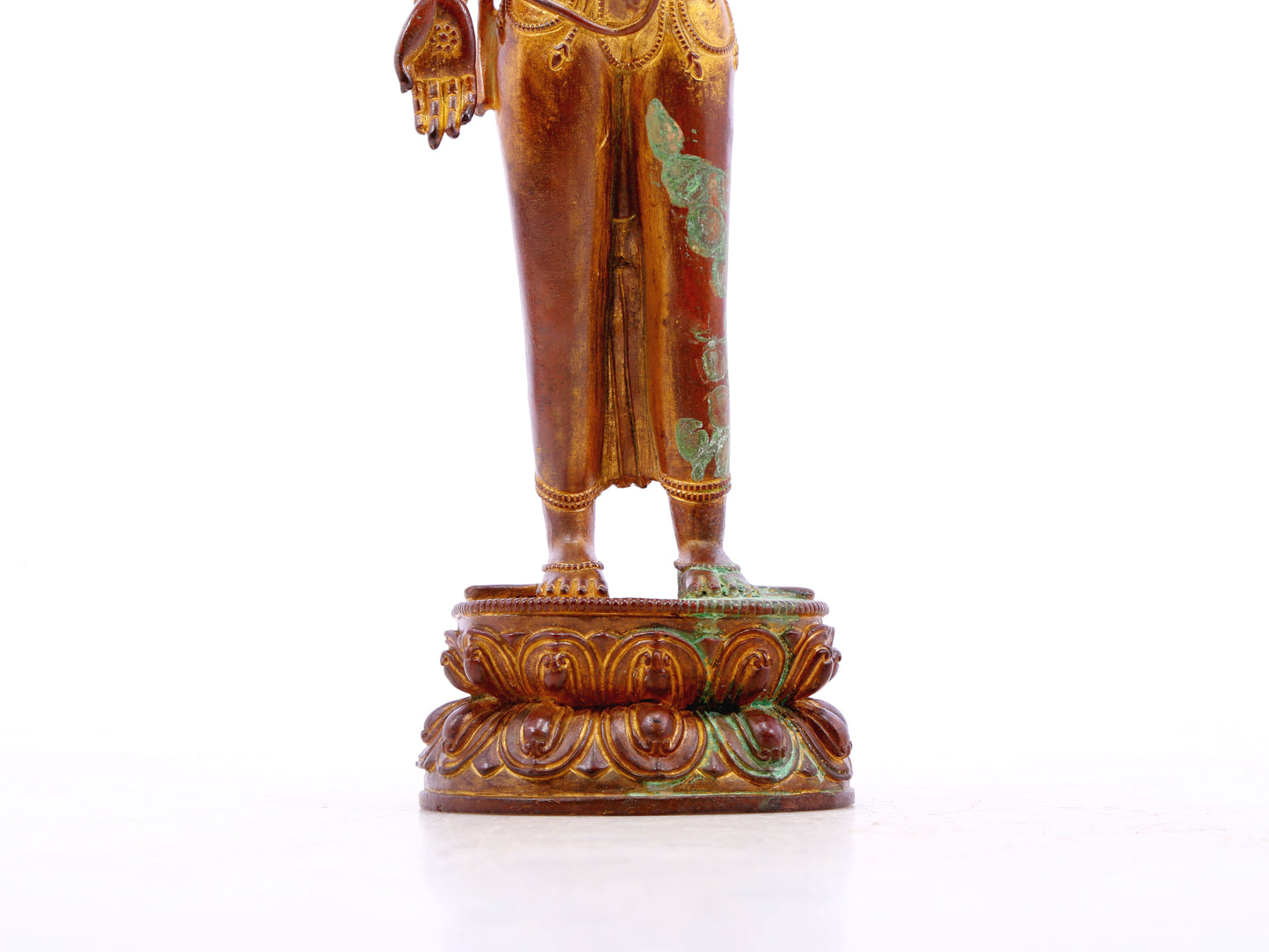 A serene gilt bronze statue of Tara