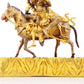 A serene gilt bronze equestrian statue of the God of Wealth