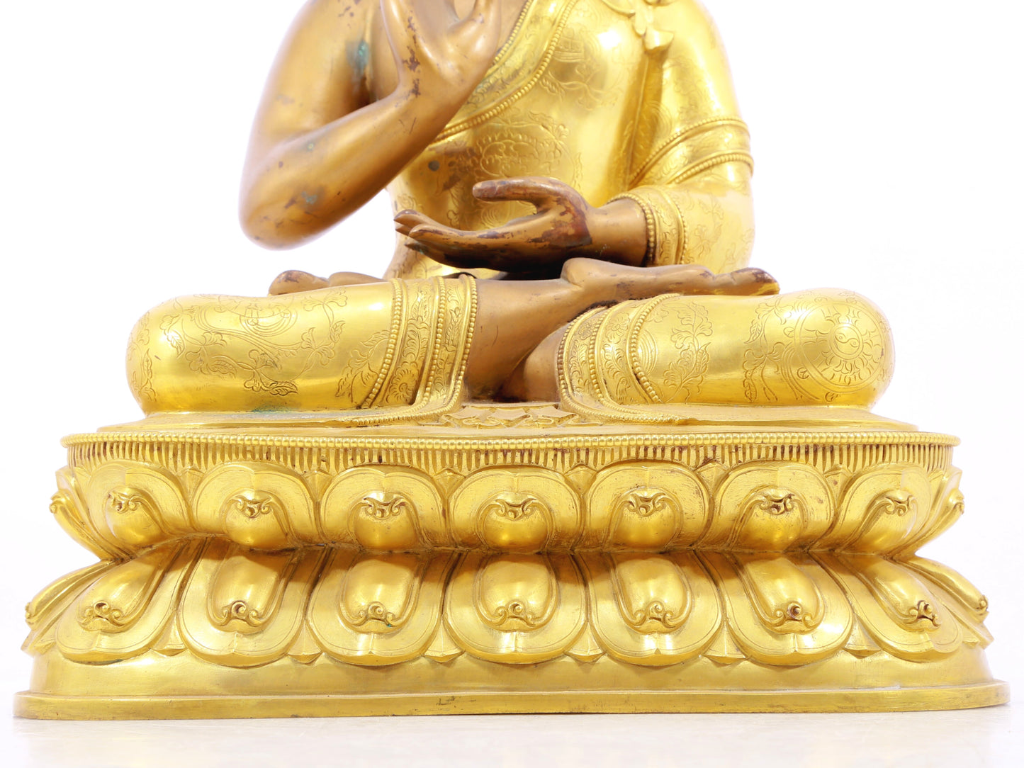 Three gilt bronze statues of Sakyamuni