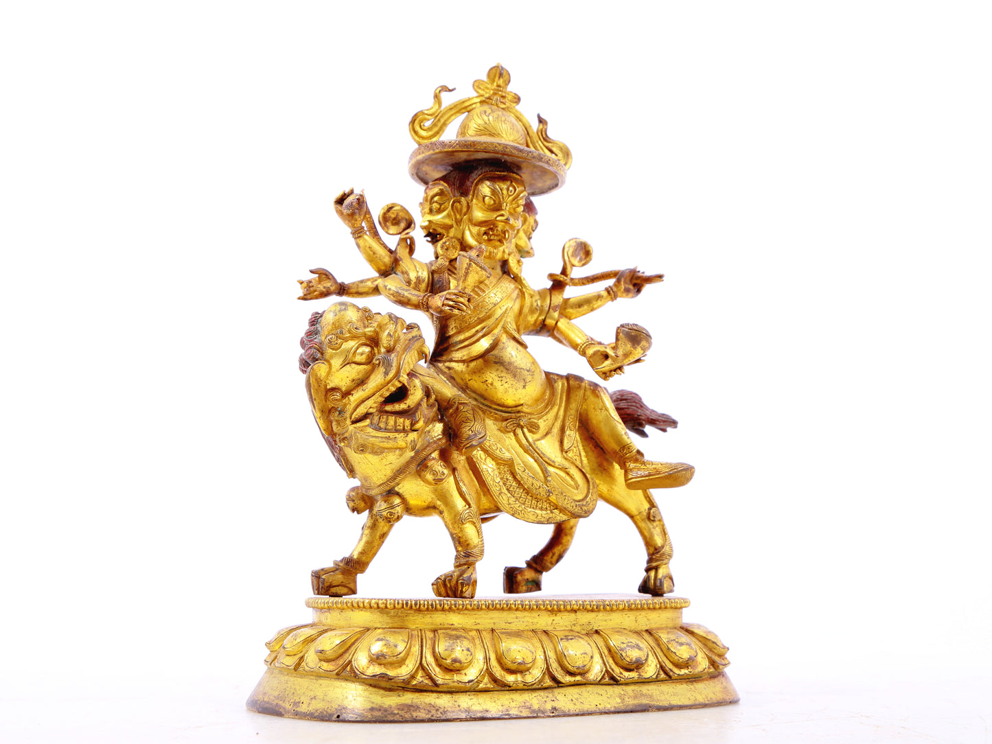 A serene gilt bronze statue of the patron saint