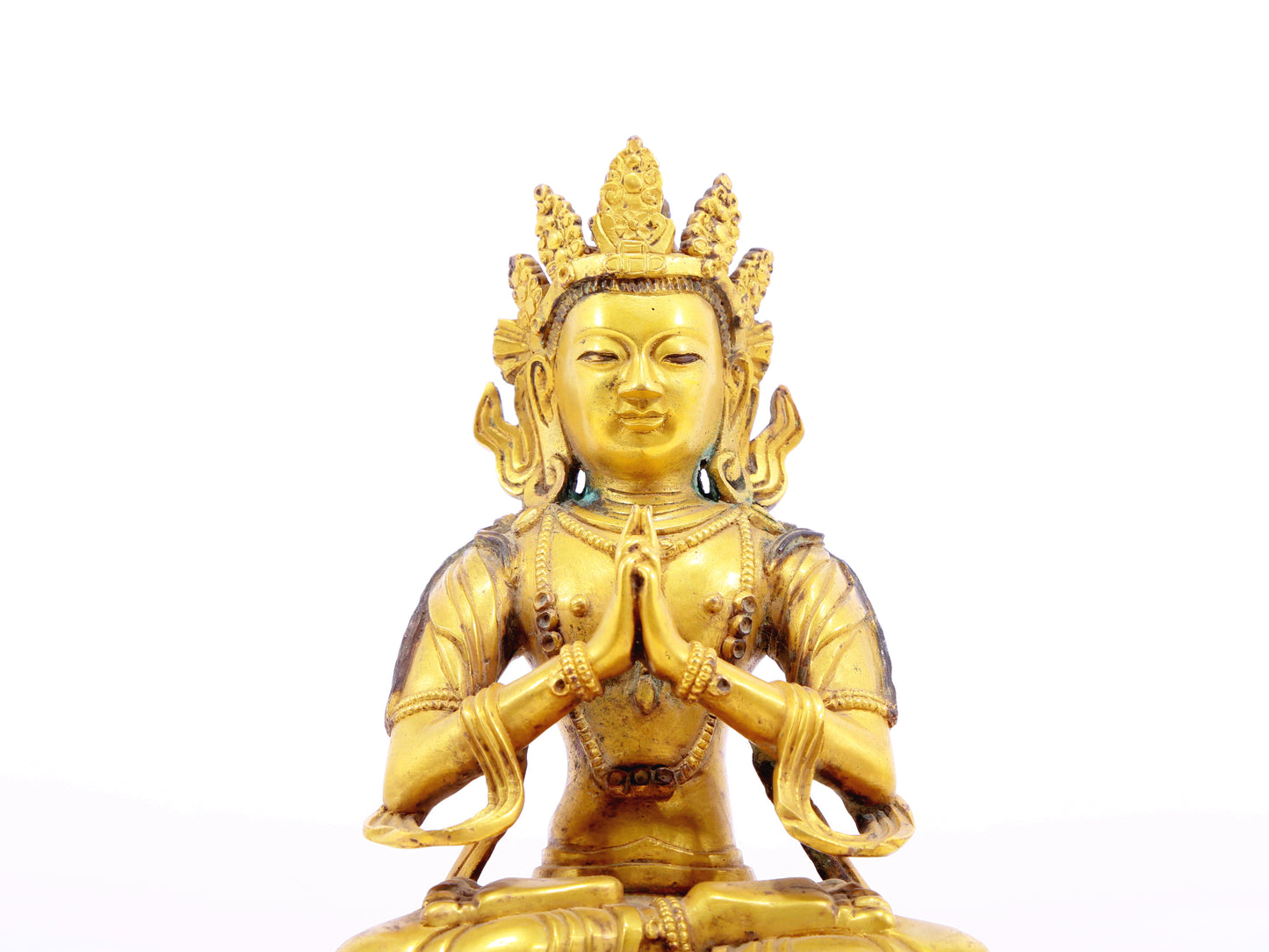 A serene gilt bronze statue of Bodhisattva