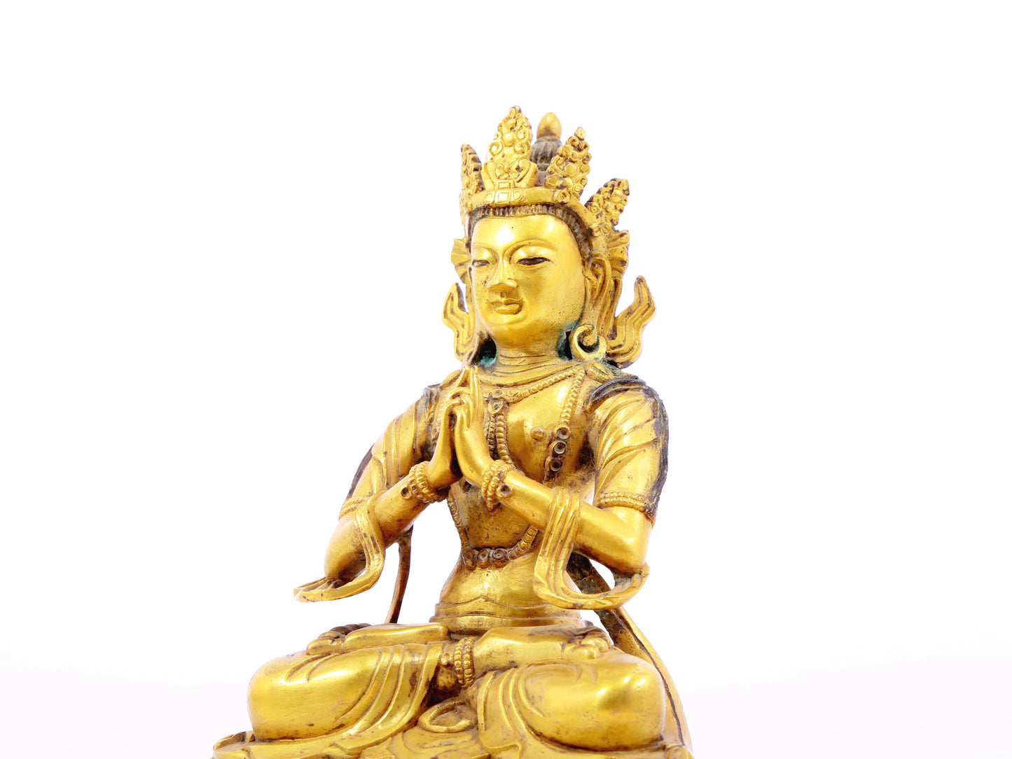 A serene gilt bronze statue of Bodhisattva