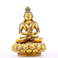 A serene gilt bronze statue of Bodhisattva inlaid with turquoise