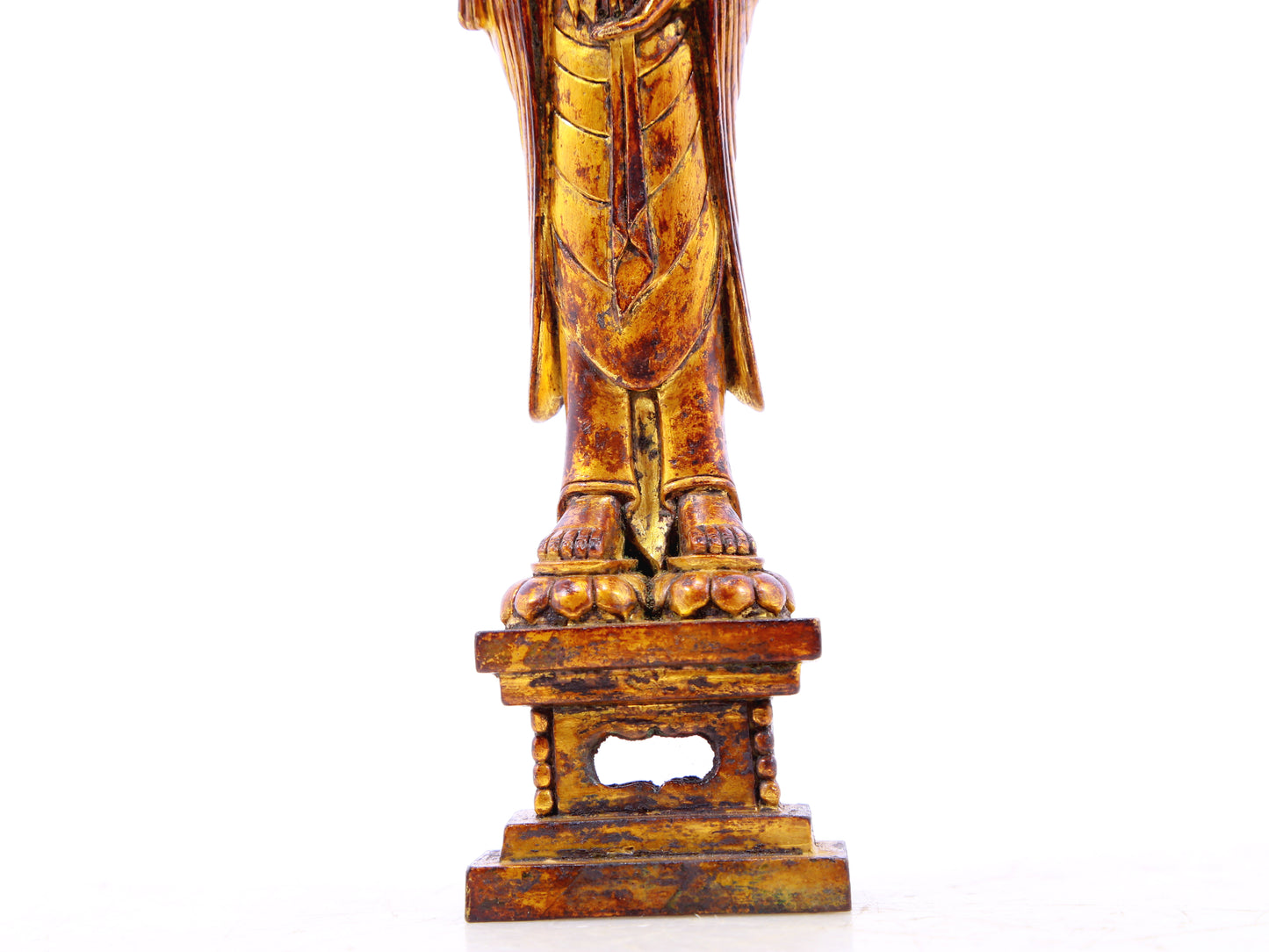 A serene gilt bronze statue of Guanyin