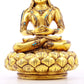 A serene gilt bronze statue of Bodhisattva inlaid with turquoise