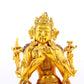 A serene gilt bronze statue of Manjushri Bodhisattva