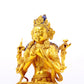 A serene gilt bronze statue of Manjushri Bodhisattva