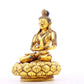 A serene gilt bronze statue of Bodhisattva inlaid with turquoise