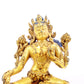 A serene gilt bronze statue of green Tara