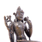 A serene alloy bronze inlaid silver-green Tara statue