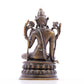 A serene alloy bronze inlaid silver-green Tara statue