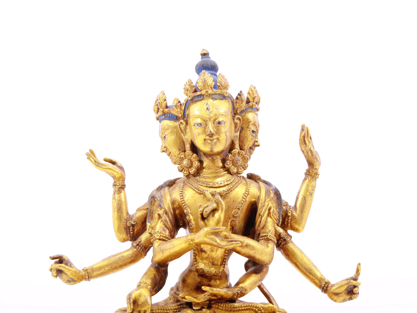 A serene gilt bronze statue of Bodhisattva