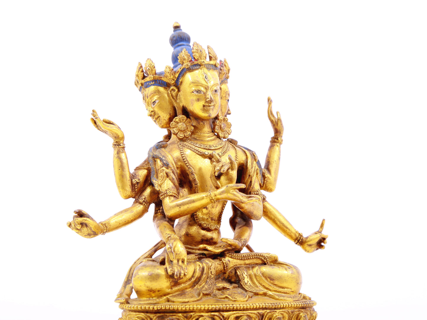 A serene gilt bronze statue of Bodhisattva