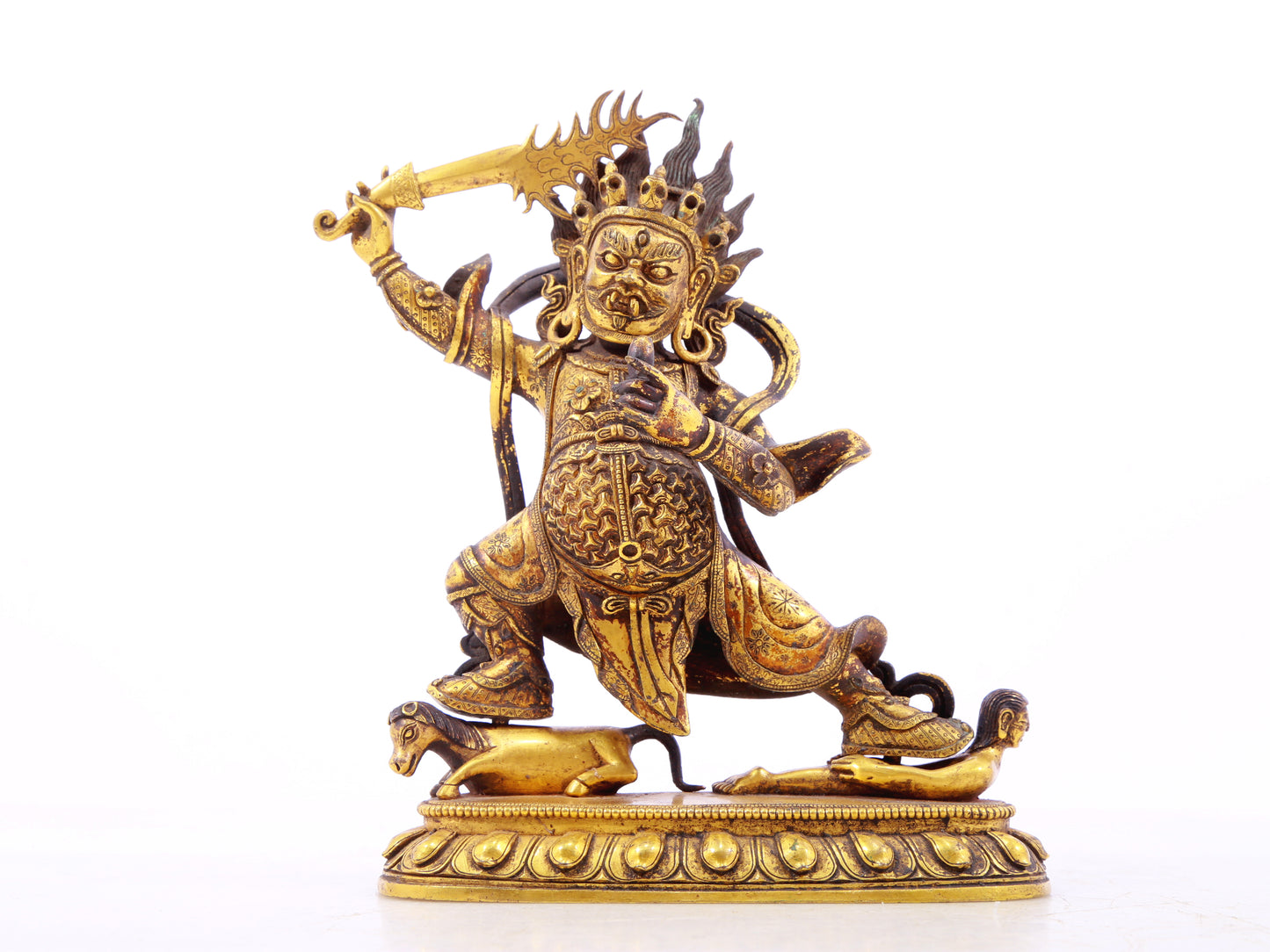 A serene gilt bronze Vajra statue