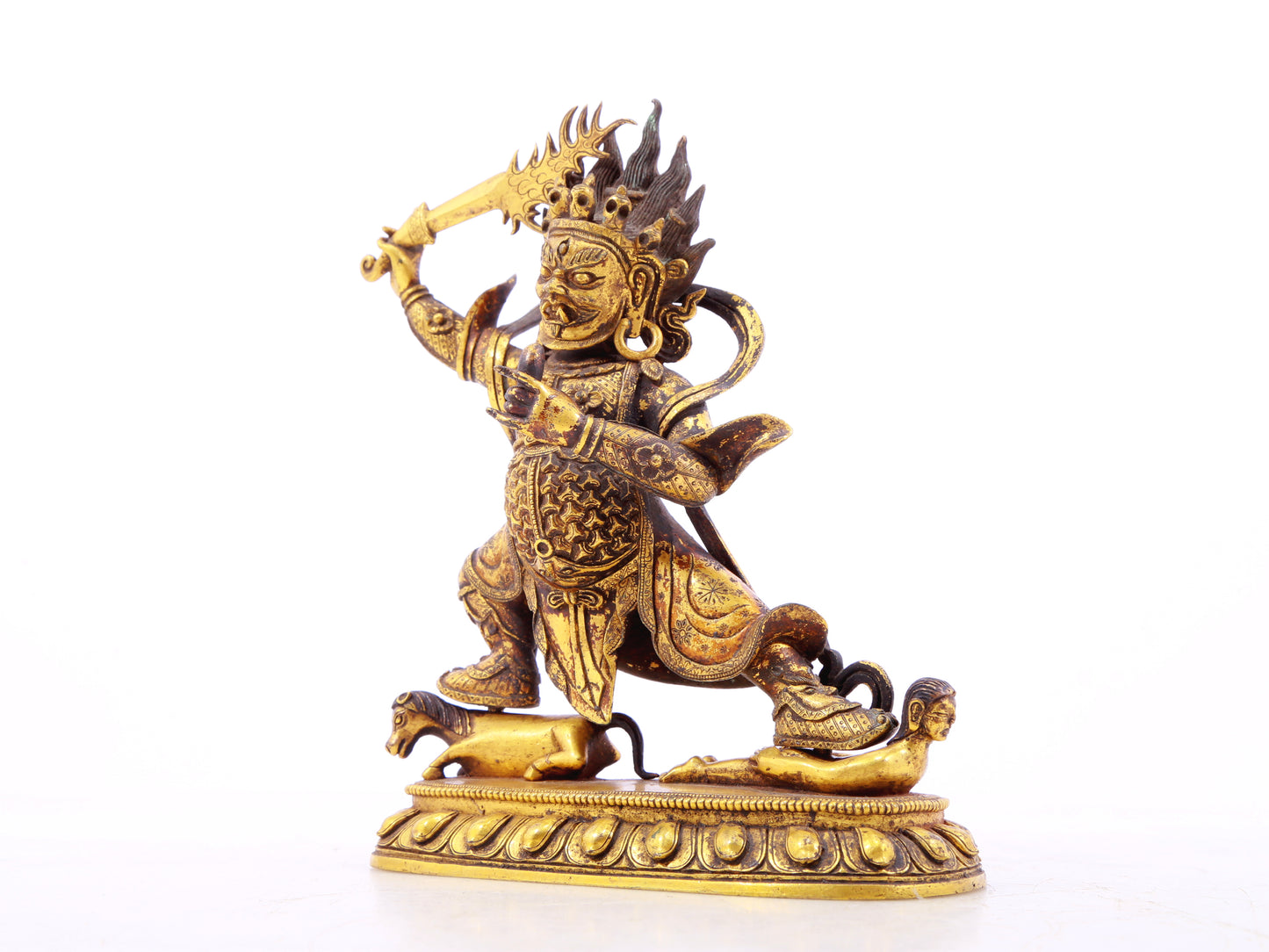 A serene gilt bronze Vajra statue