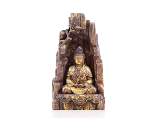 A serene gilt bronze statue of Guanyin