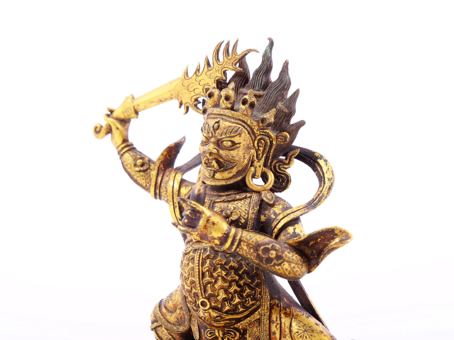 A serene gilt bronze Vajra statue