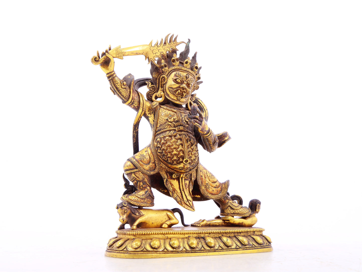 A serene gilt bronze Vajra statue