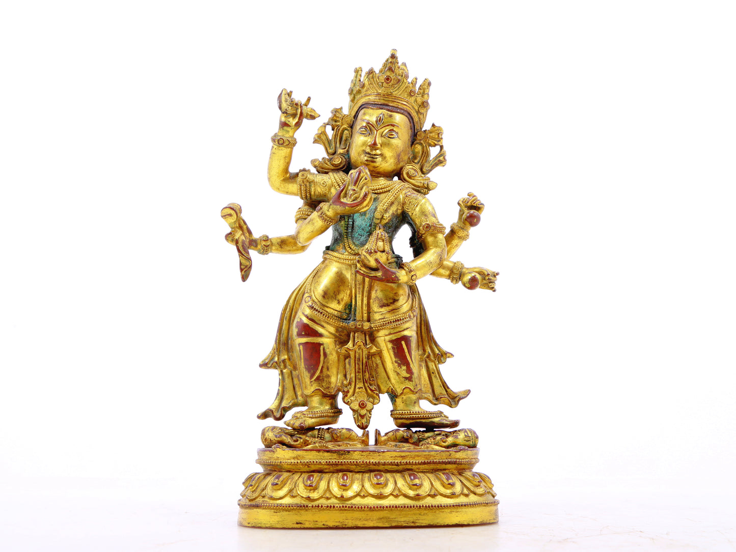 A serene gilt bronze Vajra statue