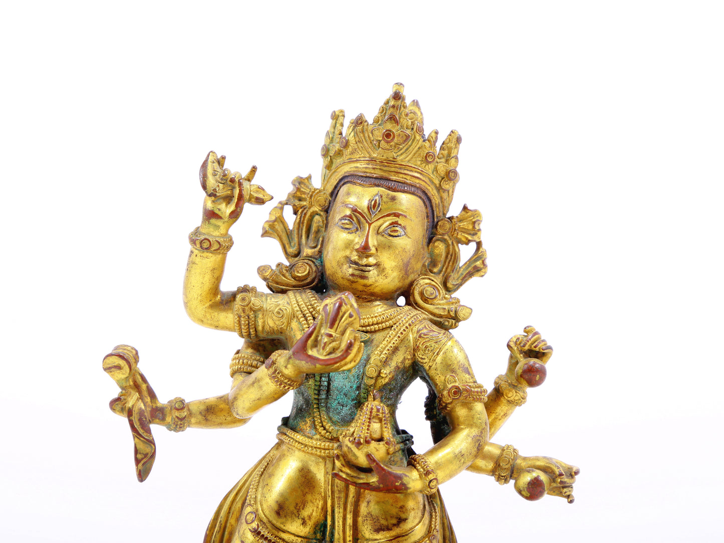 A serene gilt bronze Vajra statue