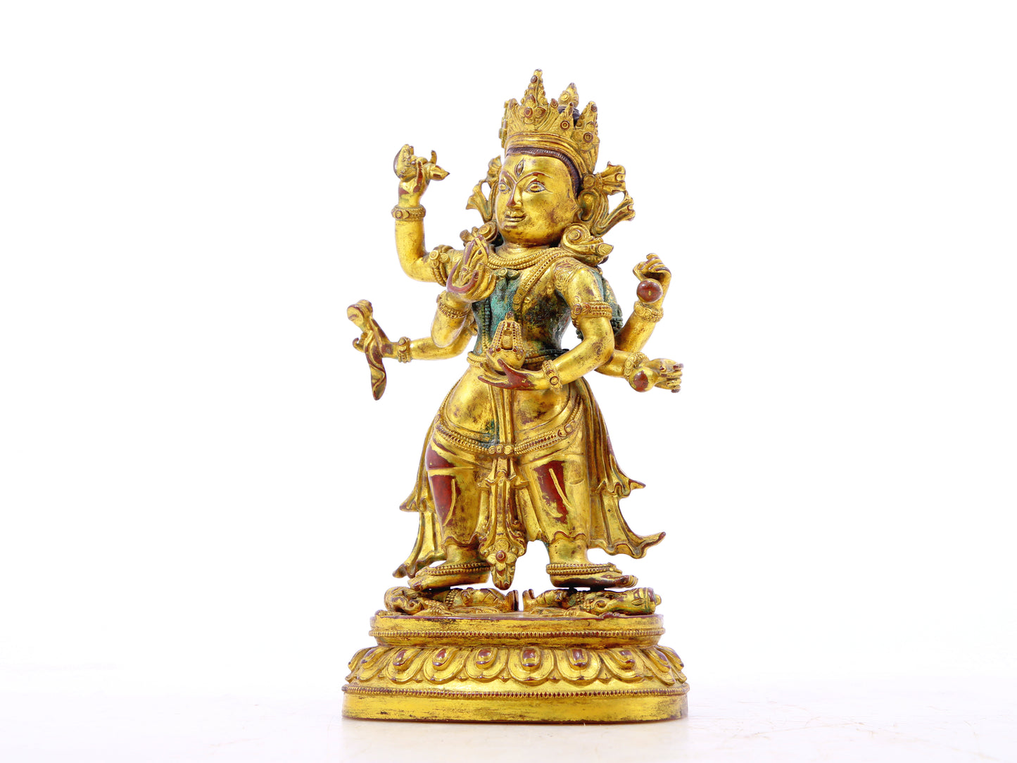 A serene gilt bronze Vajra statue