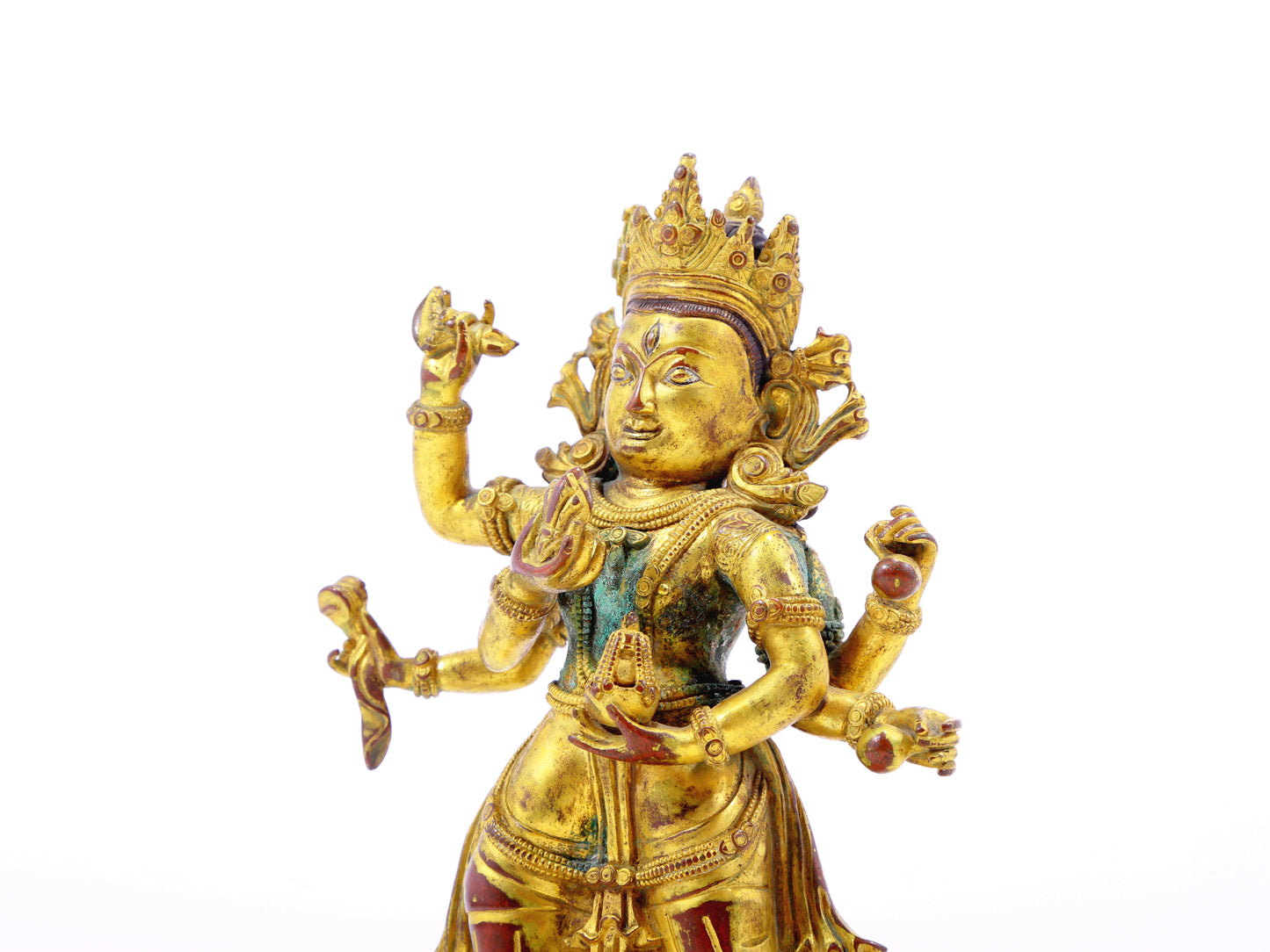 A serene gilt bronze Vajra statue